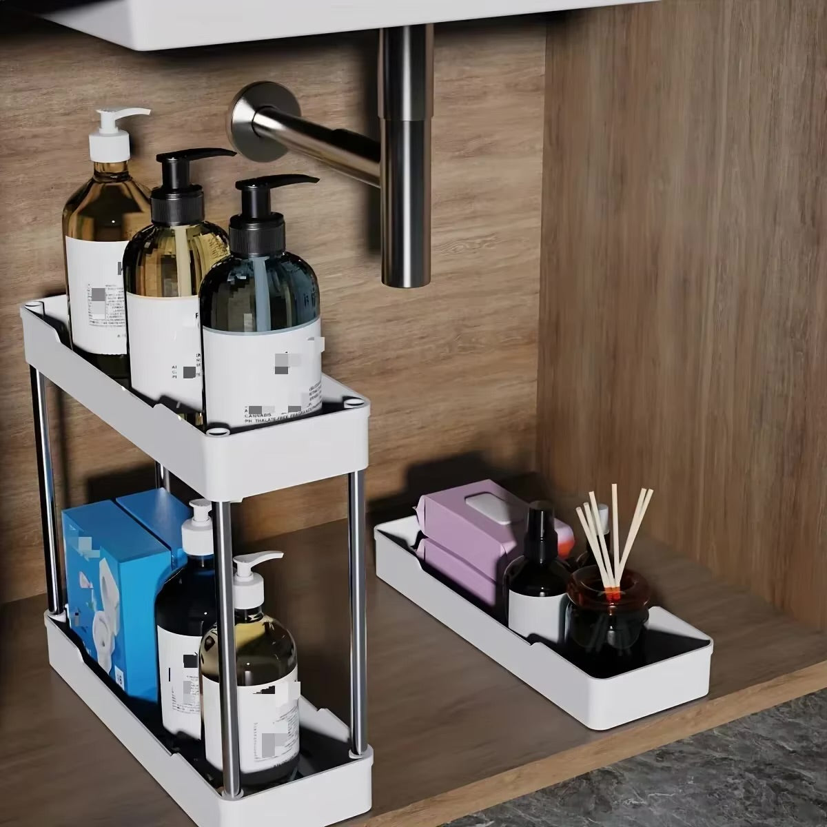 Bathroom Storage Rack with Wheels 3/4 Layer Rolling Utility Cart Bathroom Storage Organizer Multi-Purpose Corner Shelf